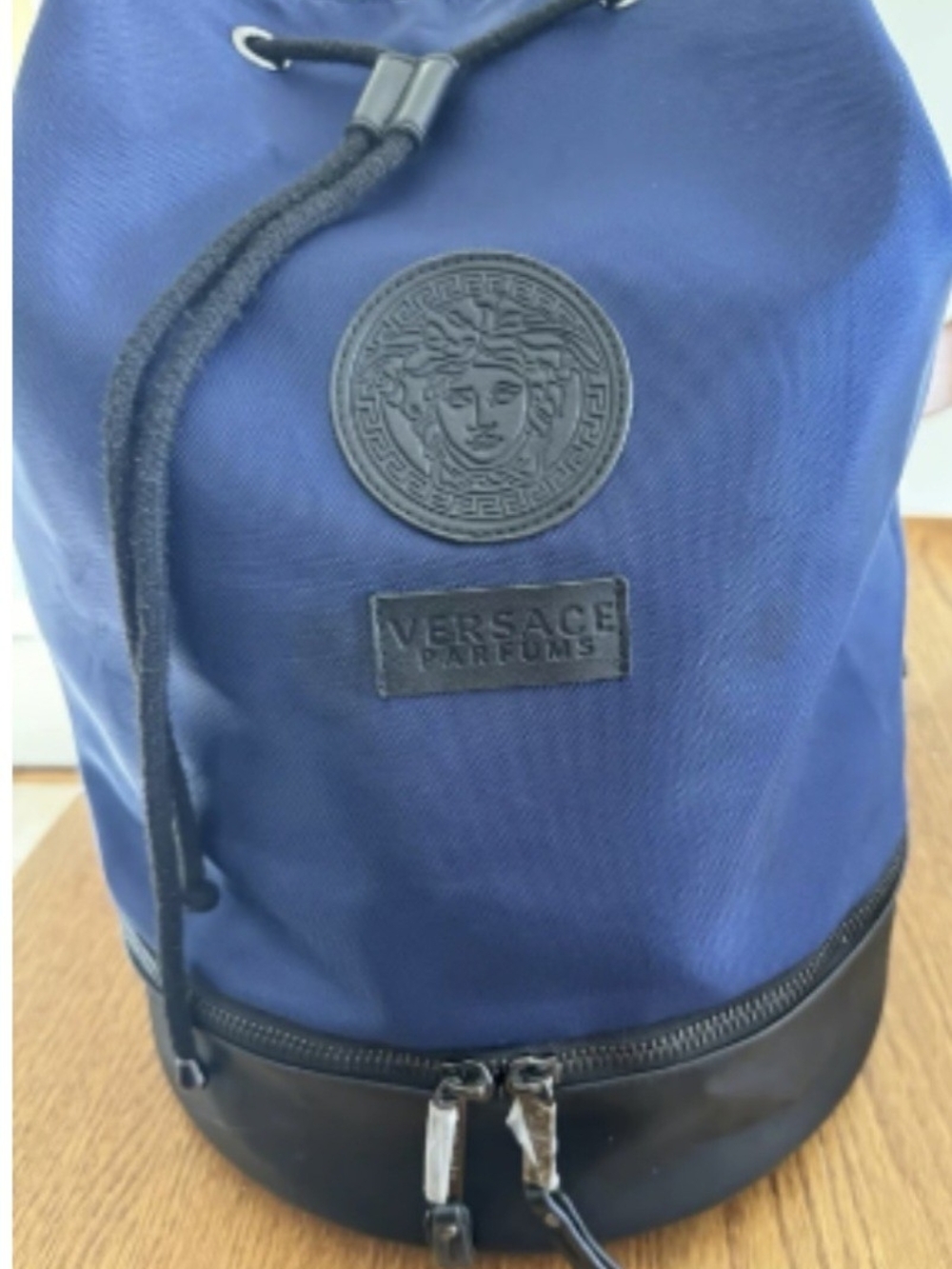 Versace Collection Navy and Black Drawstring Backpack